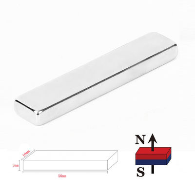 Nickelbeschichtet F50x10x5mm N48 Schwerlastmagnet aus Neodymium-Stäbe aus seltenen Erden für Industriezwecke