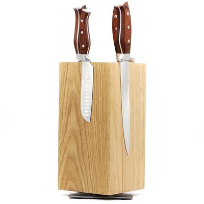 Holzferrit Magnet 360 Drehbares Messer Blockhalter Rack mit magnetischen Ständen-Walnuss