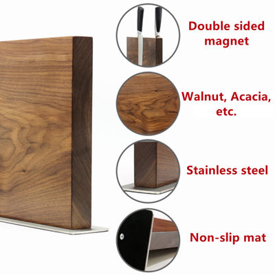 260x240x32 mm Doppelseitiges Magnetmesserhalter mit Permanent Bambus Akazien Walnuss