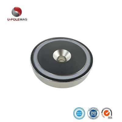 Grade NdFeb Dia 75mm 230KG Zugkraft Superstarker Neodym-Fischmagnet mit Augenfleck