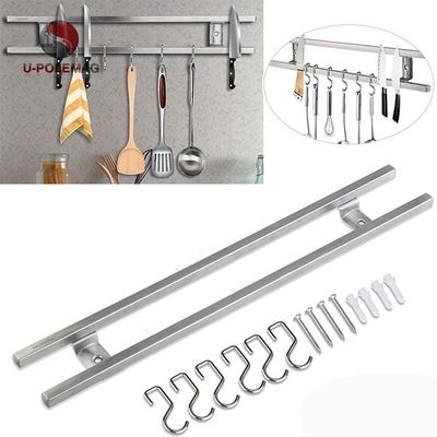 Robuste und langlebige 18 Zoll quadratische Rohre aus Edelstahl Magnetmesserhalter mit Haken