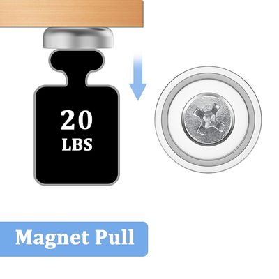 D20 MM 20 lbs NdFeB-Töpfmagnet mit gegenläufigen Löchern Gesamthöhe H 7,2 mm Löcher d1 4,5 mm
