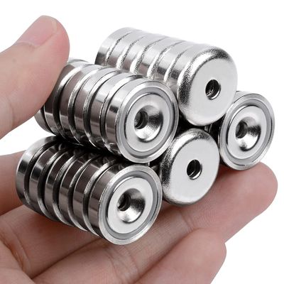 D20 MM 20 lbs NdFeB-Töpfmagnet mit gegenläufigen Löchern Gesamthöhe H 7,2 mm Löcher d1 4,5 mm
