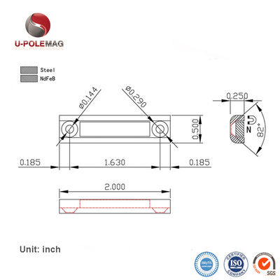 45 lbs Zugkraft U-Form Neodym-Kanalmagnet mit 50 LB Halteleistung