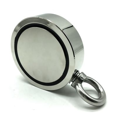 Neodymium-Fischmagnet mit M8-Augenbolze und 80 kg Zugkraft 48 mm Durchmesser