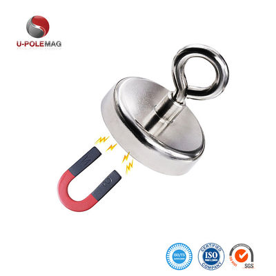A3-Stahl-NdFeB-Magnet 148 LBS 67 KG Zugkraft D48mm Seltenerd-POT-Magnet mit Augenschrauben