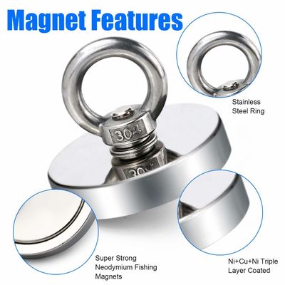 Superstarker Neodymium-Fischmagnet Set 500 LBS Zugkraft Permanent Magnet