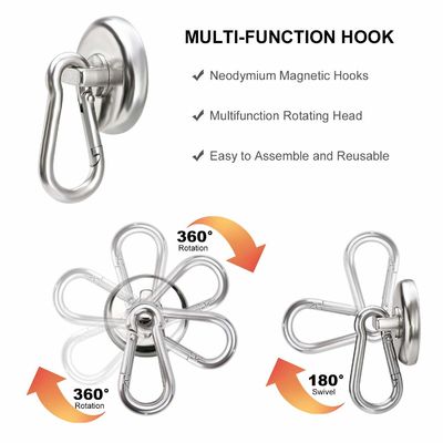 Neodymium-Rundmagnet-Snap-Hook mit Carabiner-Schlüsselanhänger und hoher Toleranz ±1 mm
