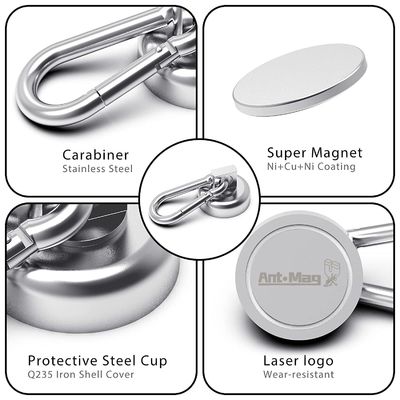 Neodymium-Rundmagnet-Snap-Hook mit Carabiner-Schlüsselanhänger und hoher Toleranz ±1 mm
