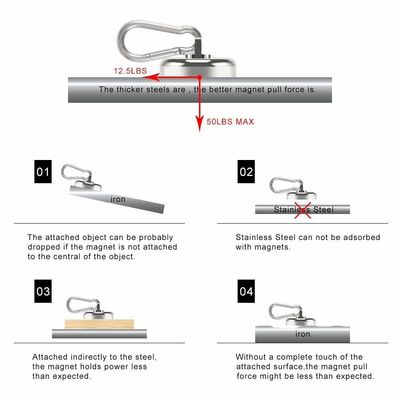 Neodymium-Rundmagnet-Snap-Hook mit Carabiner-Schlüsselanhänger und hoher Toleranz ±1 mm
