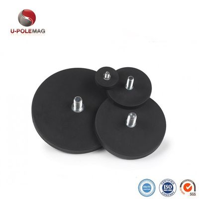 D88x8mm Runde Gummibeschichtete Magnetbasis mit Außennadel 45kg Zugkraft Runde Form