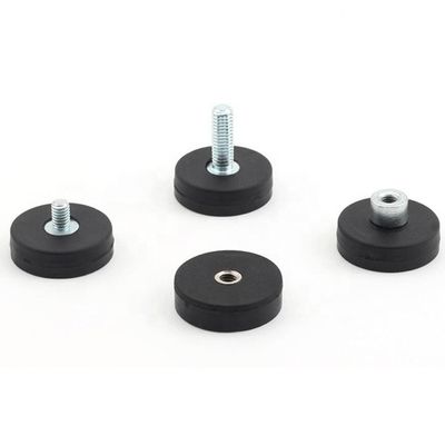 Neodymium-Rundmagnet D22x6mm mit M4 Flat Female Thread Gripper und Gummioberfläche