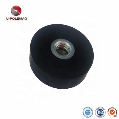 Neodymium-Rundmagnet D22x6mm mit M4 Flat Female Thread Gripper und Gummioberfläche