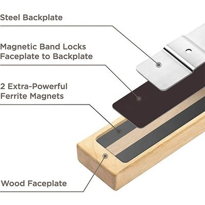 Umweltfreundliche 16 Zoll Magnetische Messerstreifen Gummi Holz Küchenmagnethalter für Wand