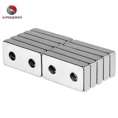 N45 Quadratblock-Gegensunken-Loch-Magnet in helles Silber Sinterneodym-Material