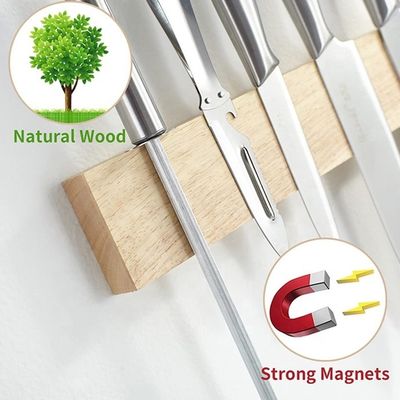 Umweltfreundliche 16 Zoll Magnetische Messerstreifen Gummi Holz Küchenmagnethalter für Wand