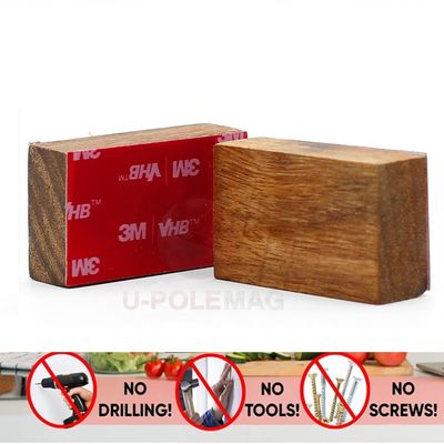 Nachhaltiges Holz Magnetmesser Halter für Wand STRONG Neodym Magnete Klebeband