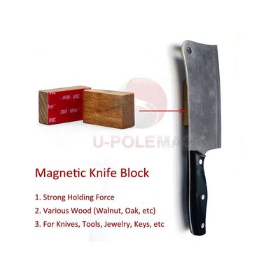 Nachhaltiges Holz Magnetmesser Halter für Wand STRONG Neodym Magnete Klebeband