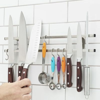 Moderne Küche Block Tube Edelstahl magnetische Messerhalter mit Hanger Haken