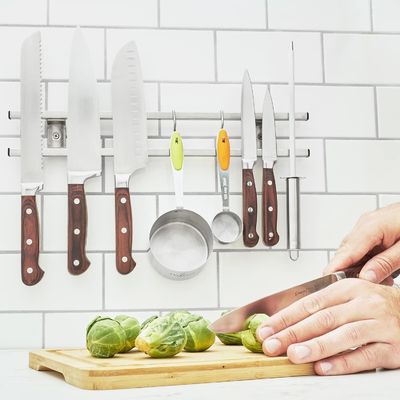 Moderne Küche Block Tube Edelstahl magnetische Messerhalter mit Hanger Haken