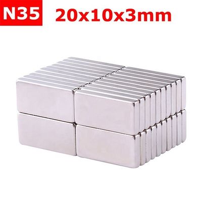 Rechteckiger dünner Magnet 20x10x3mm 3,3 kg Kraft für maximale Arbeitstemperatur 80 Grad